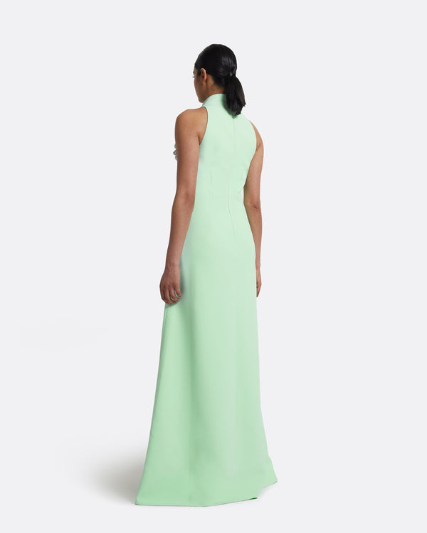 Safiyaa Priscilla Long Dress In Brook Green With Silver