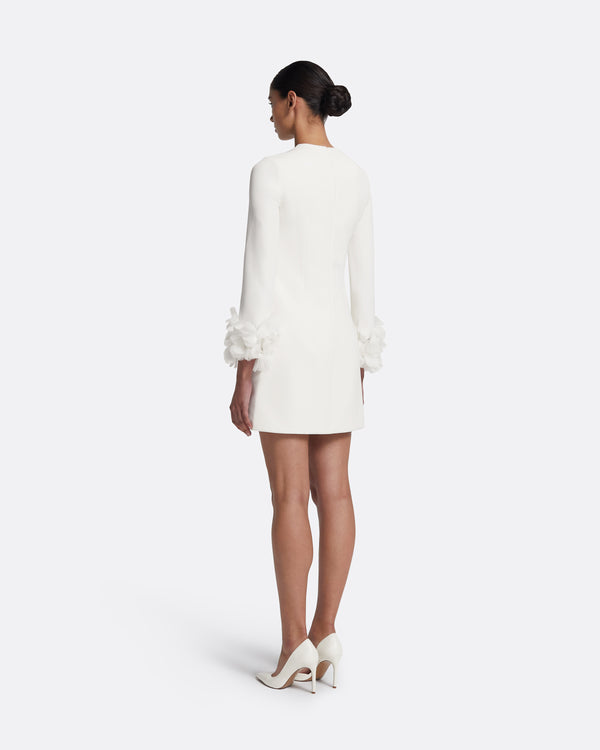 Safiyaa Reffie Short Dress In Ivory With Ivory Appliqué