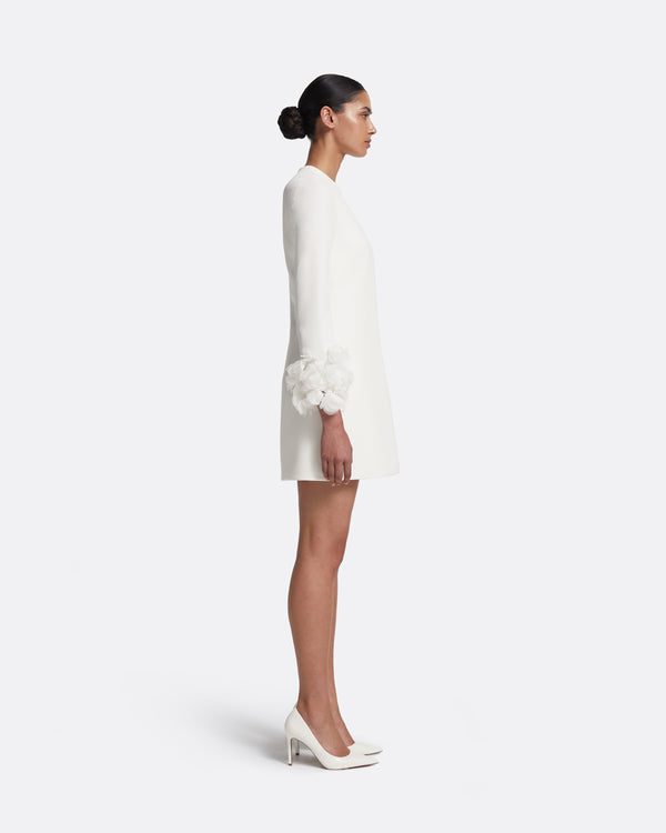 Safiyaa Reffie Short Dress In Ivory With Ivory Appliqué