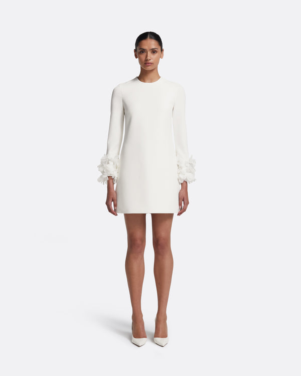 safiyaa Reffie Short Dress in Ivory with Ivory Appliqué