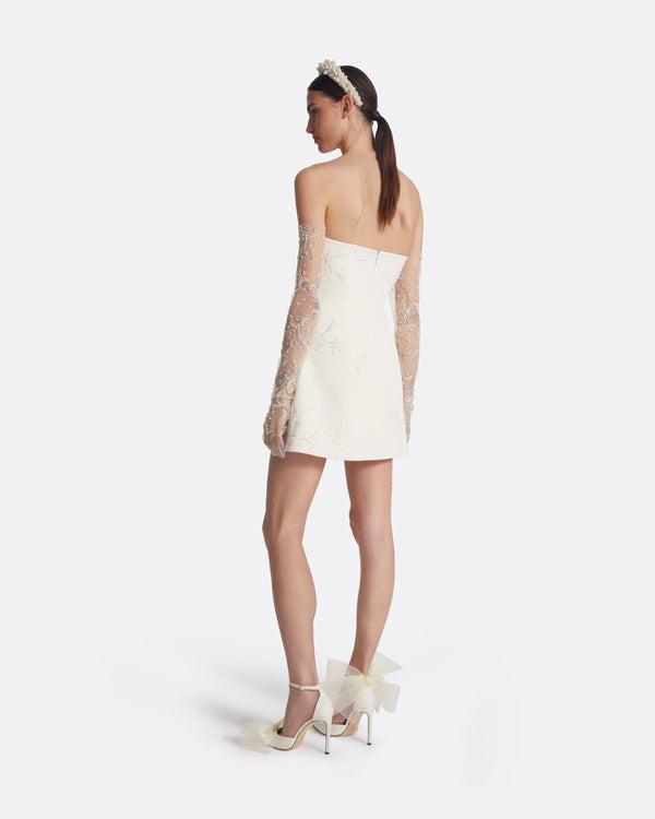 Safiyaa Rowan Ivory And Fern Embroidery Short Dress