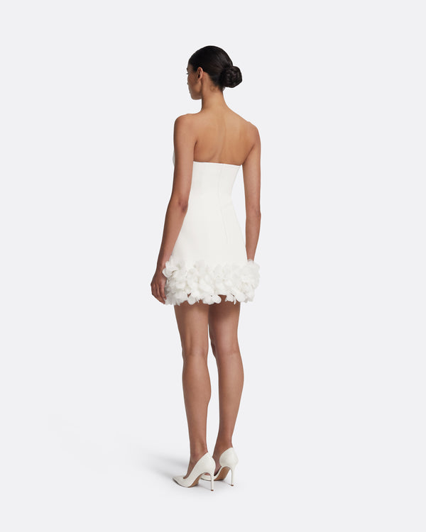 Safiyaa Rowan Short Dress In Ivory With Ivory Appliqué