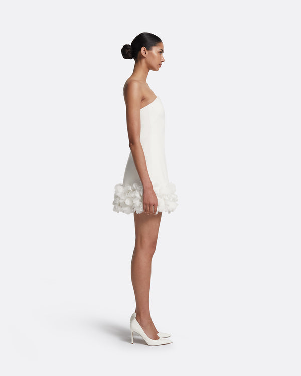 Safiyaa Rowan Short Dress In Ivory With Ivory Appliqué