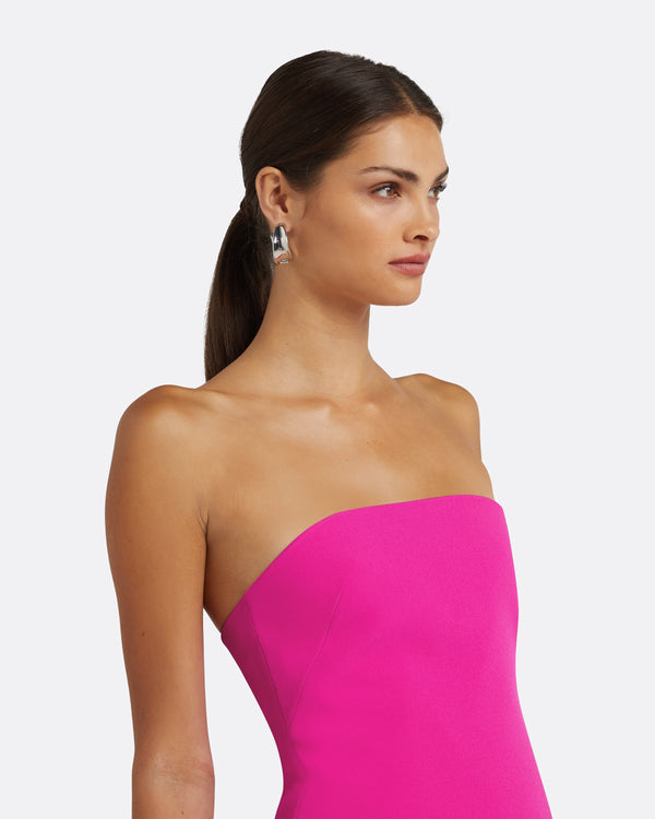 Safiyaa Rowan Wild Strawberry Feather-Trimmed Short Dress