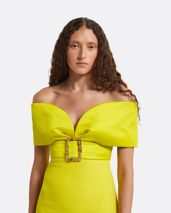 Safiyaa Abike Chartreuse Long Dress