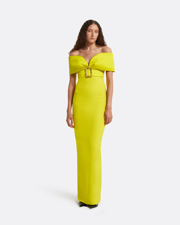 safiyaa Abike Chartreuse Long Dress