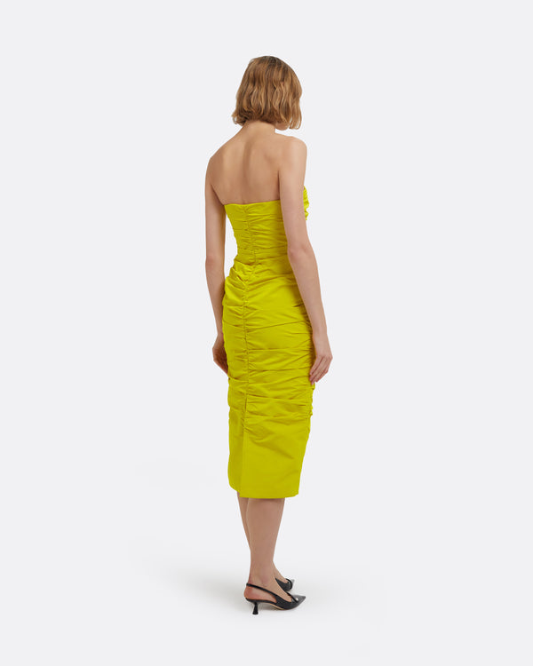 Safiyaa Adele Midi Dress In Chartreuse