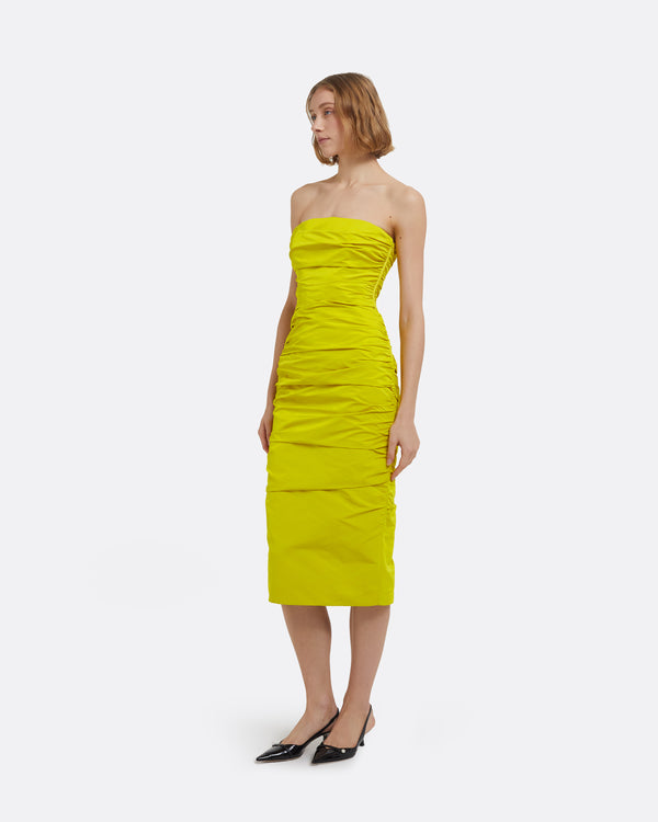 Safiyaa Adele Midi Dress In Chartreuse