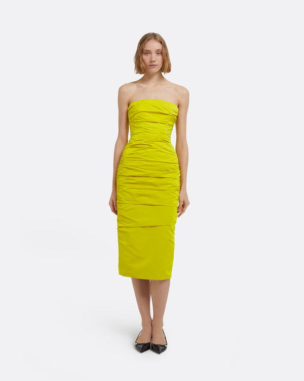 safiyaa Adele Midi Dress in Chartreuse