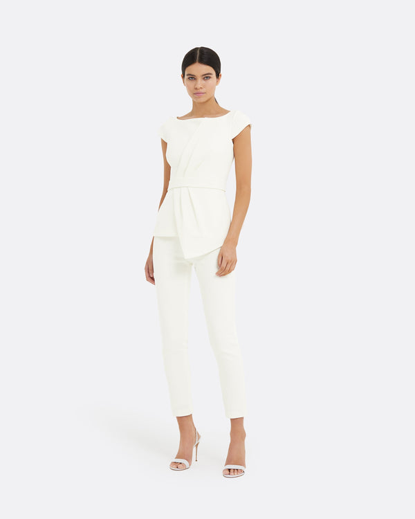 safiyaa Adrianna Ivory Slim Trousers