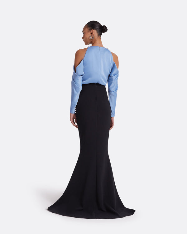 Safiyaa Aksha Carolina Blue & Black Long Dress