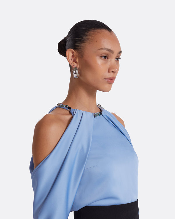 Safiyaa Aksha Carolina Blue & Black Long Dress