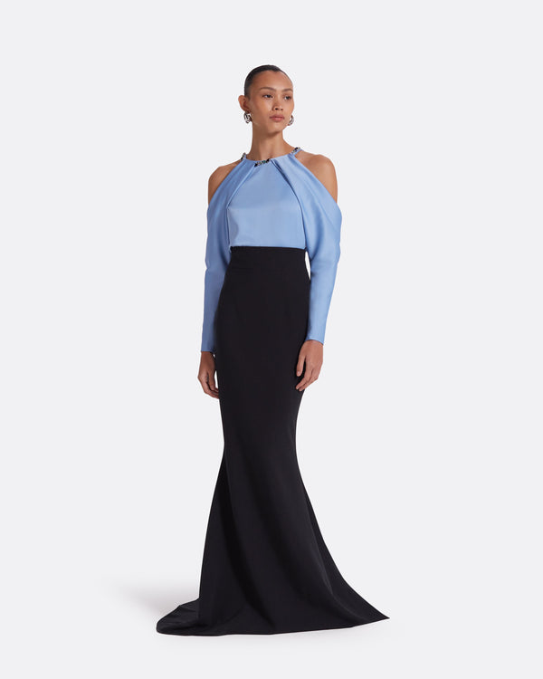 safiyaa Aksha Carolina Blue & Black Long Dress