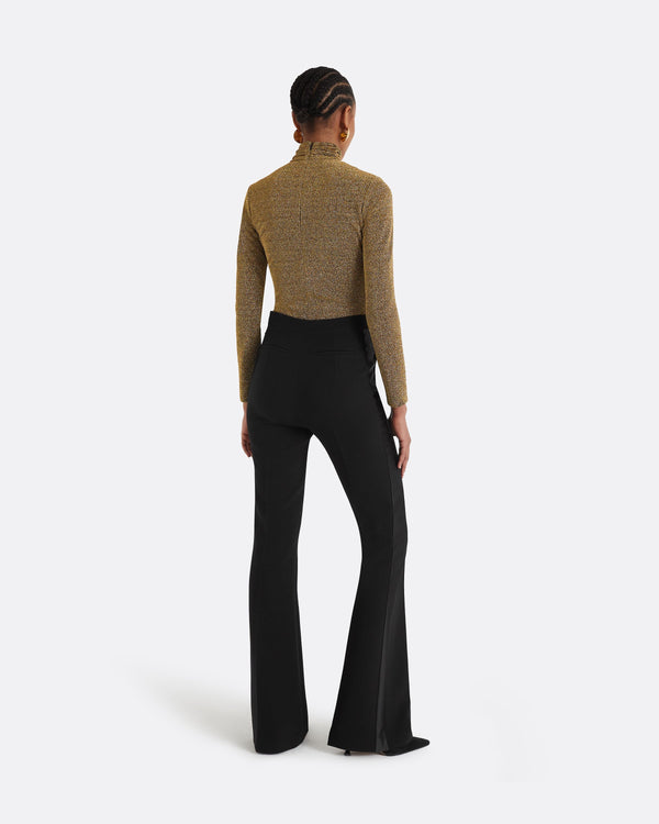 Safiyaa Alexa Black Heavy Crepe & Satin Trousers