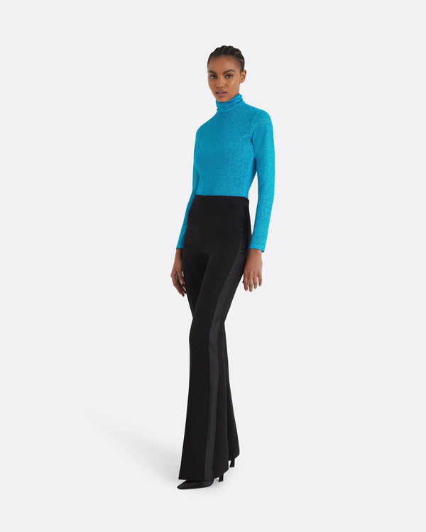 Safiyaa Alexa Black Heavy Crepe & Satin Trousers