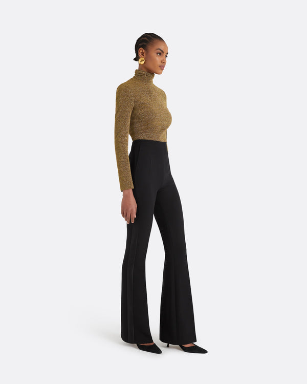 safiyaa Alexa Black Heavy Crepe & Satin Trousers