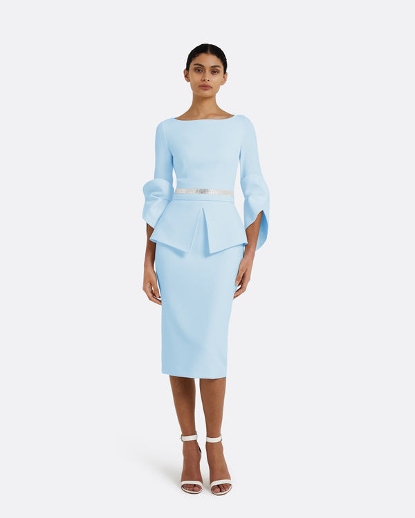 safiyaa Alondra Pale Blue Midi Dress