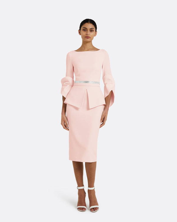 safiyaa Alondra Pale Pink Midi Dress