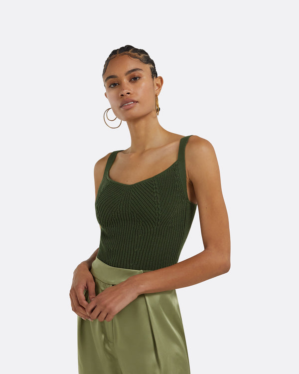 Safiyaa Amal Olive Crochet Top