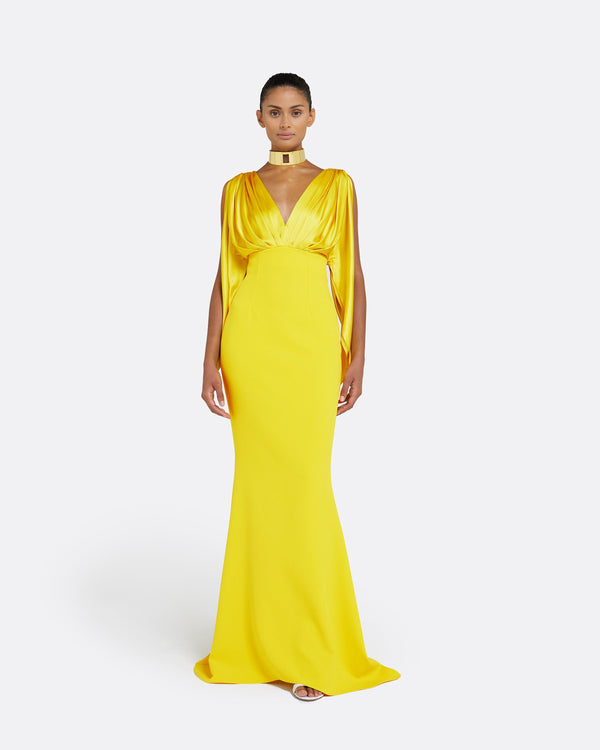 safiyaa Amina Canary Long Dress