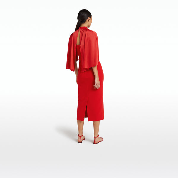 Safiyaa Ana Cherry Red Midi Dress