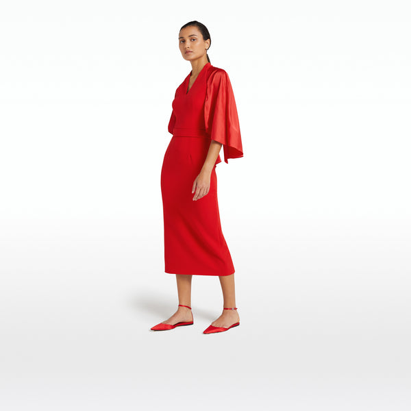 Safiyaa Ana Cherry Red Midi Dress