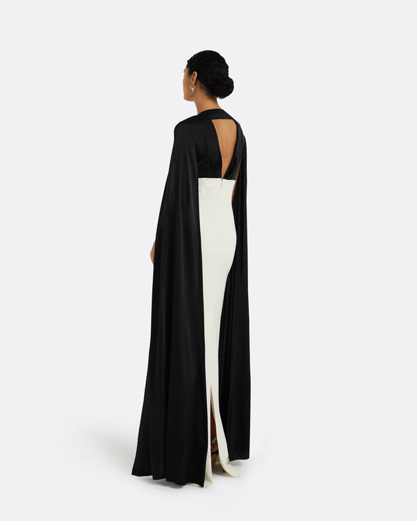 Safiyaa Angelina Ivory & Black Long Dress