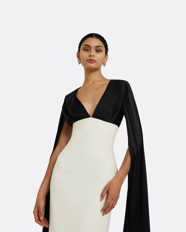 Safiyaa Angelina Ivory & Black Long Dress
