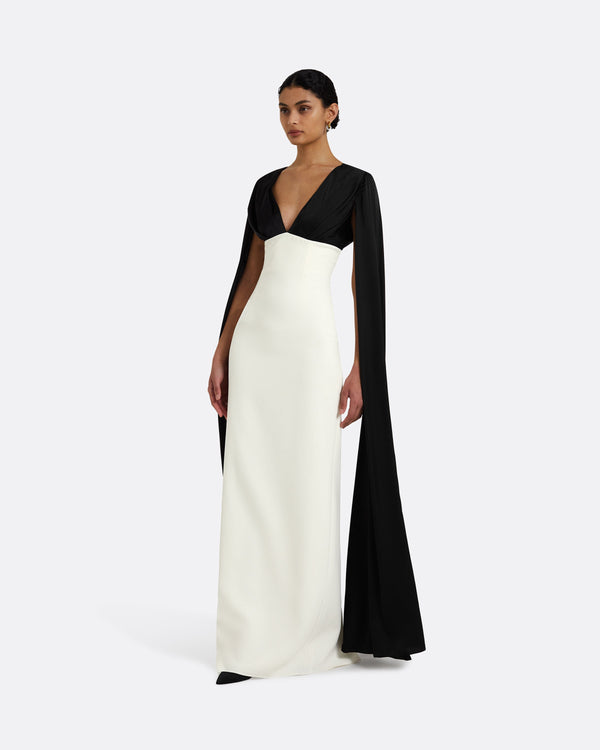 Safiyaa Angelina Ivory & Black Long Dress