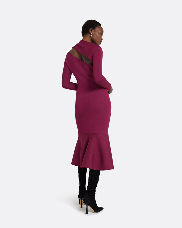 Safiyaa Annabel Burgundy Knit Midi Dress