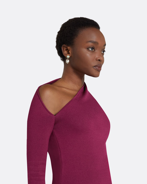 Safiyaa Annabel Burgundy Knit Midi Dress