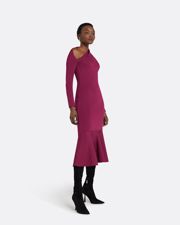Safiyaa Annabel Burgundy Knit Midi Dress