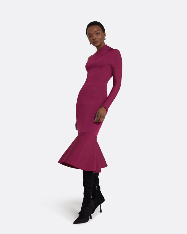 safiyaa Annabel Burgundy Knit Midi Dress