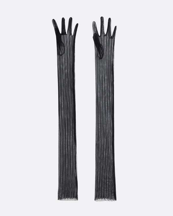 safiyaa Ari Black Pintucked Tulle Gloves