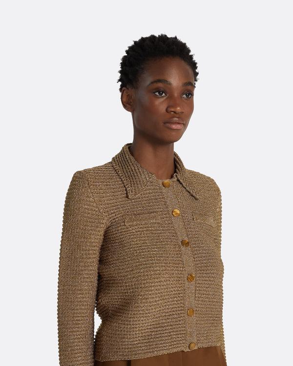 Safiyaa Artemis Gold Knit Jacket