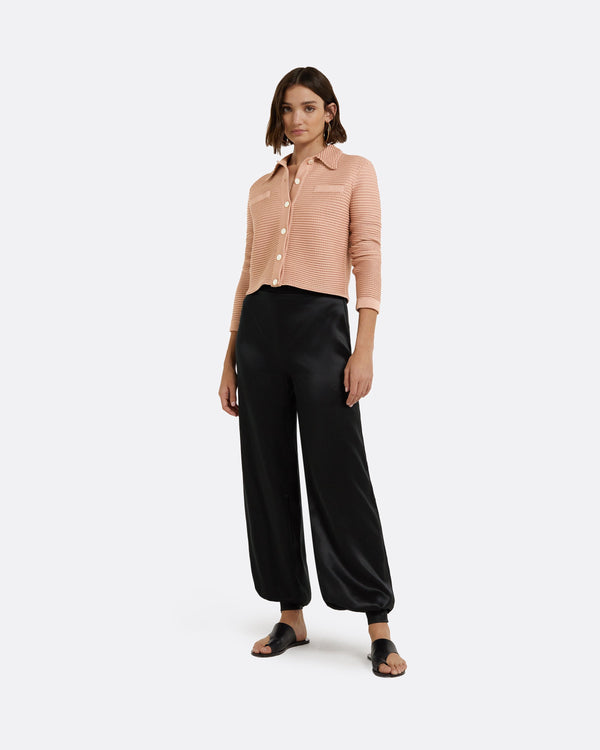 safiyaa Artemis Old Rose Crochet Jacket