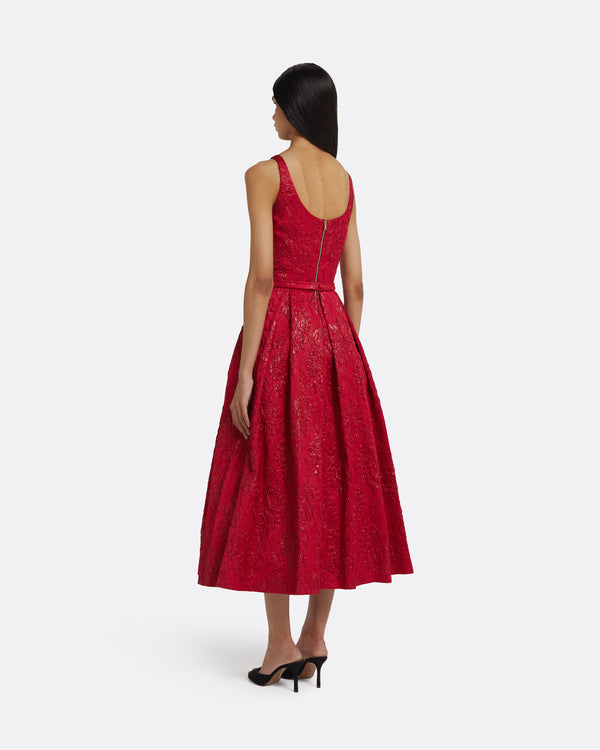Safiyaa Asher Midi Dress In Crimson