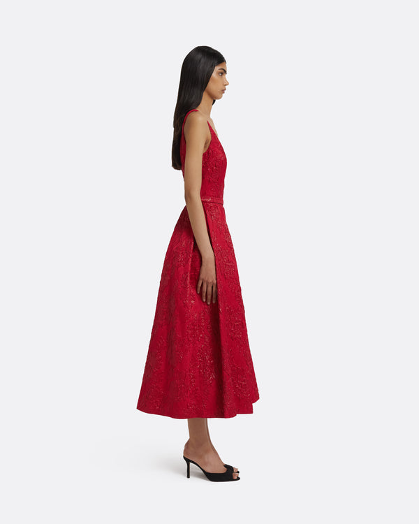Safiyaa Asher Midi Dress In Crimson