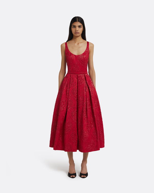 safiyaa Asher Midi Dress in Crimson