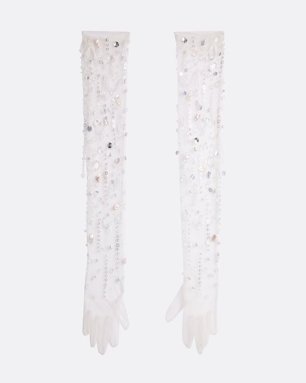 safiyaa Astin Ivory and Cecil Embroidery Gloves