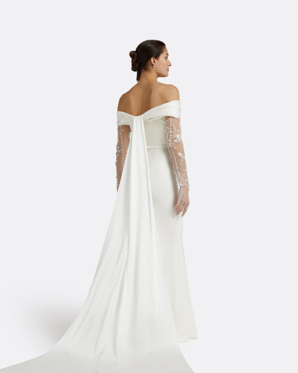 Safiyaa Astin Ivory & Pearl Floral Gloves