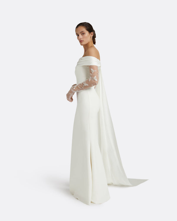 Safiyaa Astin Ivory & Pearl Floral Gloves