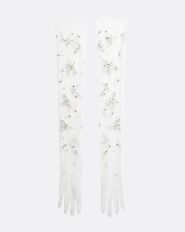 safiyaa Astin Ivory & Pearl Floral Gloves