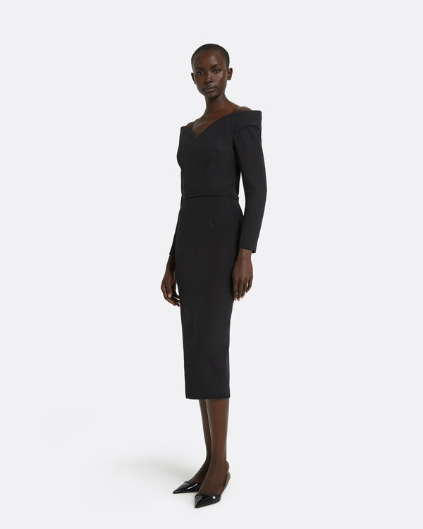 Safiyaa Asuman Black Midi Dress