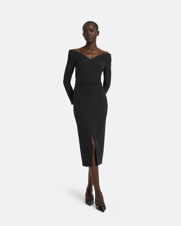 safiyaa Asuman Black Midi Dress
