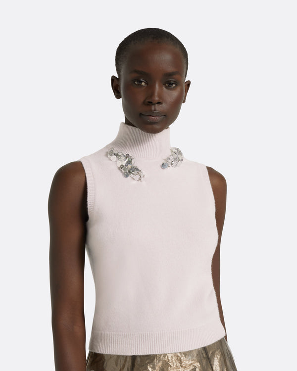 Safiyaa Aysel Barely Pink & Silver Knit Top