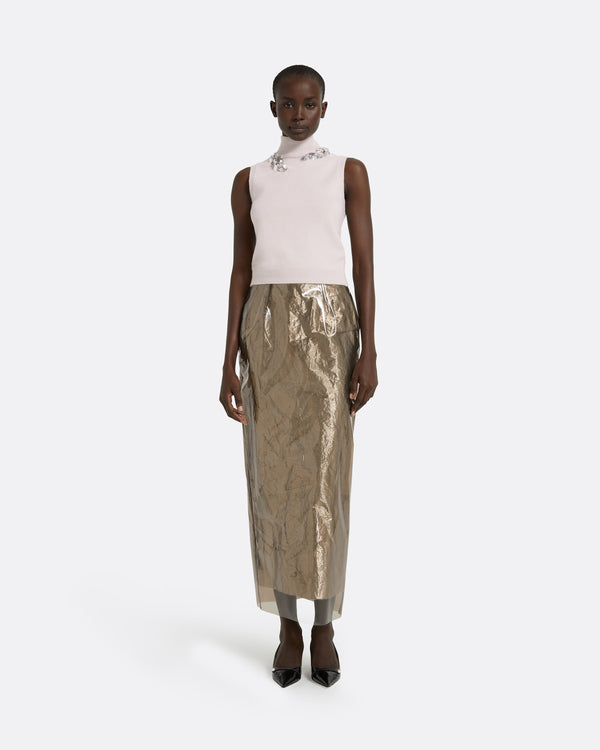 safiyaa Aysel Barely Pink & Silver Knit Top