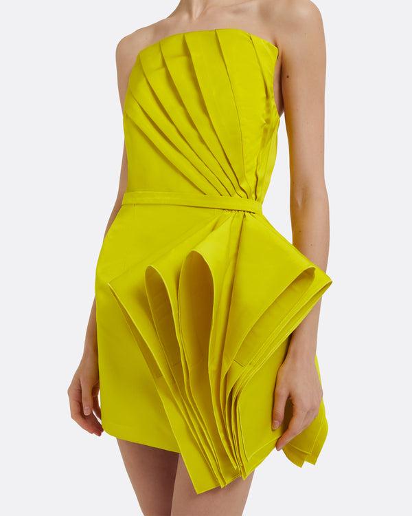 Safiyaa Belgin Short Dress In Chartreuse
