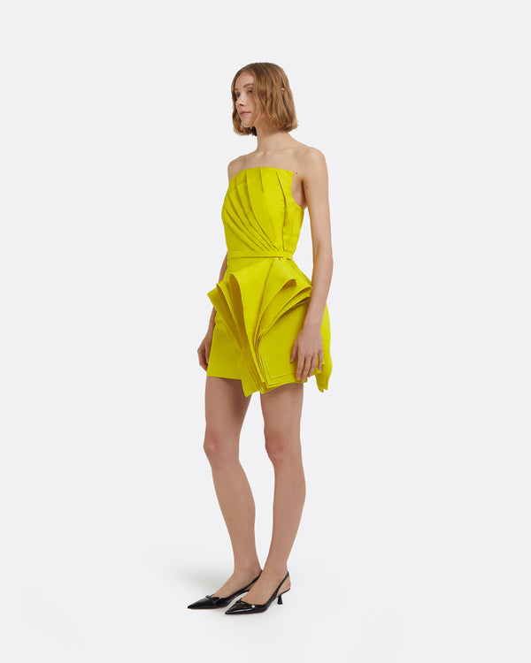 Safiyaa Belgin Short Dress In Chartreuse