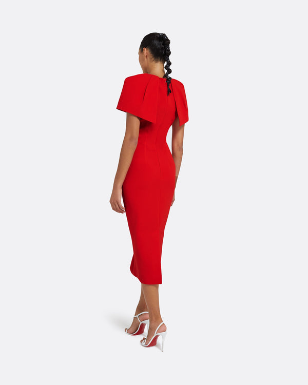 Safiyaa Blossom Midi Dress In Cherry Red